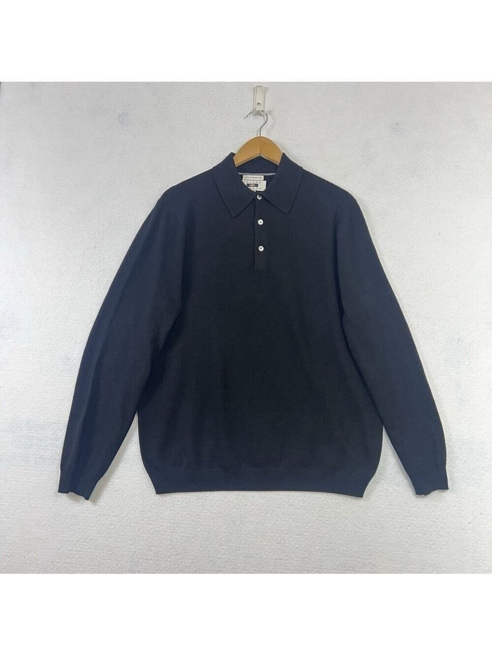 Joseph Abboud Sweater Mens XL 100% Extra Fine Merino Wool Black Pullover